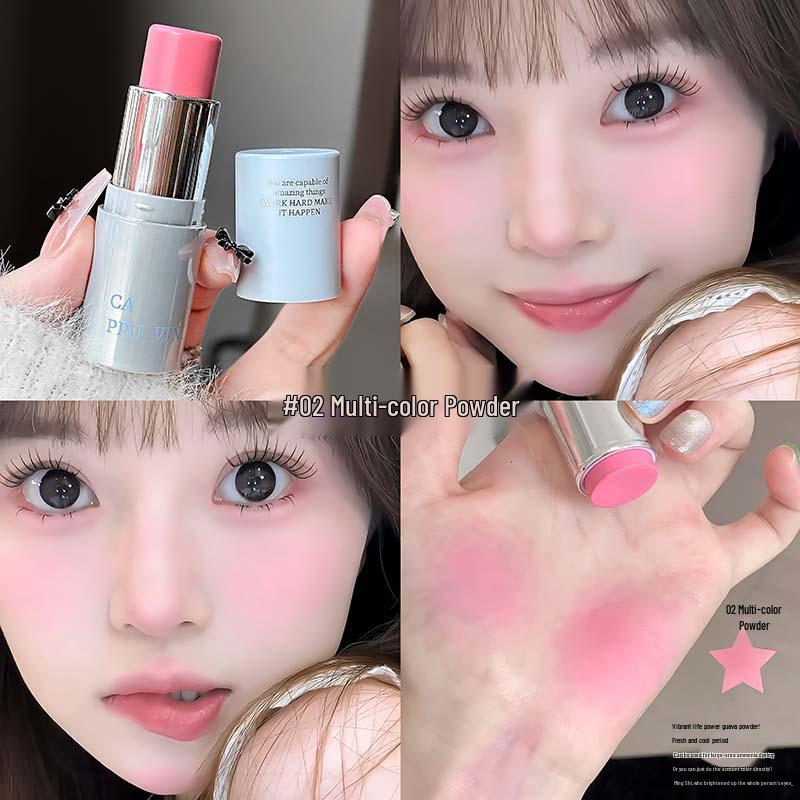 CAPPUVINI Multi-use Mist Stick: Gentle Whitening Korean Highlighter, Blush & Lipstick Combo.