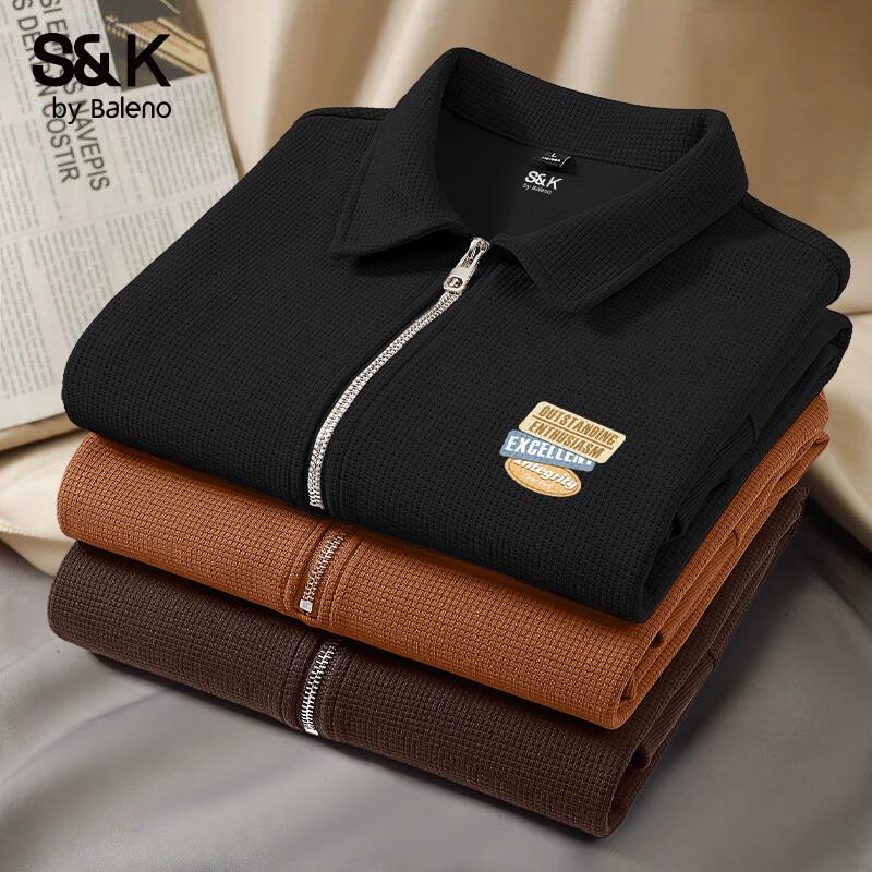 Męska bluza polo Baleno S&K z dzianiny waflowej