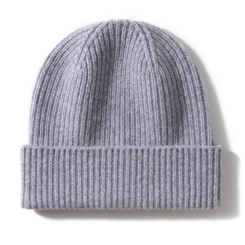 Cashmere Autumn and Winter New Unisex Solid Color Windproof Striped Knitted Casual Rummaging Hat