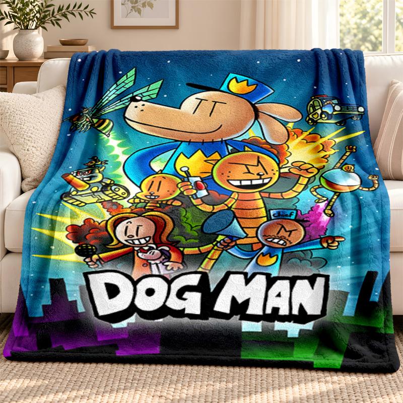 Dog Man Blanket Flannel Blanket Soft Cozy Plush Throw for Sofa Bed Lightweight Home Decoration Outdoor Camping