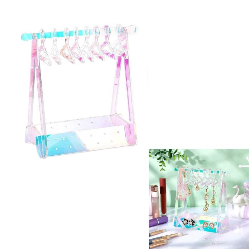 Coat Hanger Acrylic Earrings Stand Organizer Hanger Shape Tabletop Jewelry Display Holder for Earring Ear Stud Organize