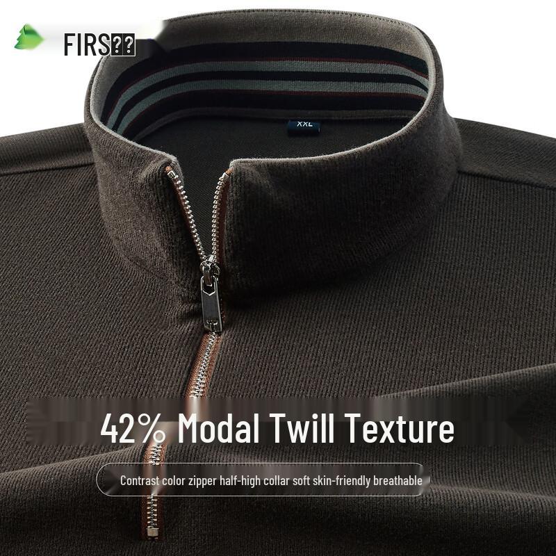 FIRS Men's Modal Blend Mock Neck Quarter-Zip Sweatshirt
