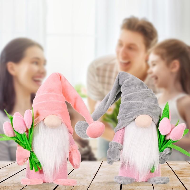 2025 Happy Mother's Day Holding Tulip Rudolph Gnome Creative Faceless Doll Dwarf Mother Gift Home Window Decoration Home Ornamen