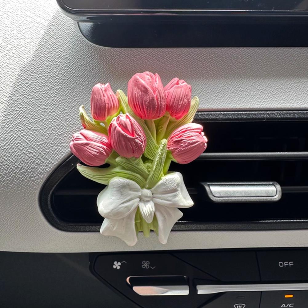 INS Tulip Car Fragrance Diffuser Stone Elegant Flower Butterfly Car Air outlet Decoration Pendant Fragrance Interior Accessories