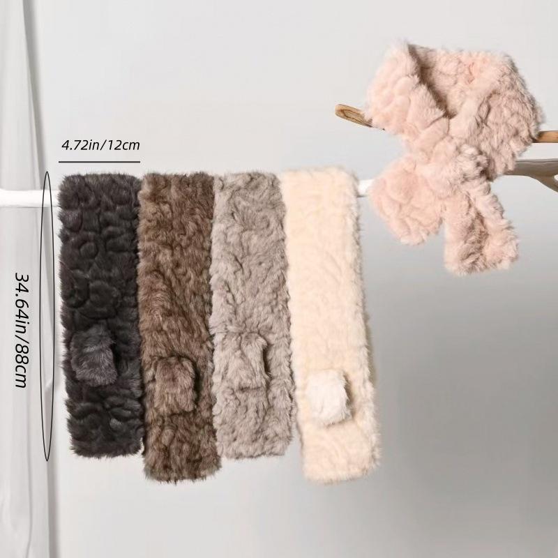 Pearl Fuzzy Collar Neck Warmer Winter Women's Scarf Neck Guard Versatile Imitation Rex Rabbit Fur Plush