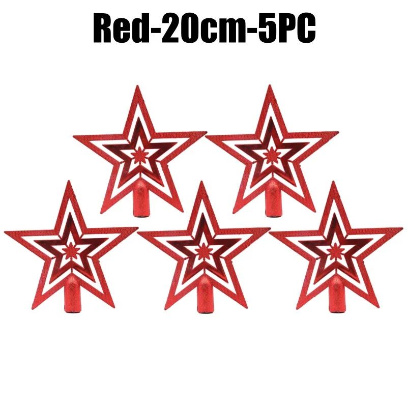 Weihnachts Pentagramm Stern Baumspitze Kunststoff Ornamente für Feierparty Neujahr Haus Dekorationen