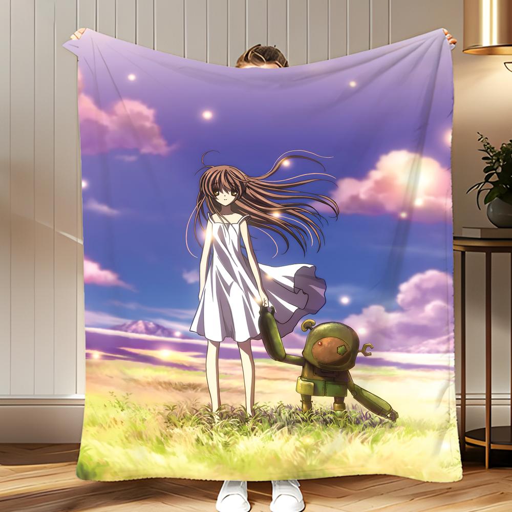 classic anime CLANNAD Throw Soft Coral Fleece Blanket 310gsm Fluffy Warm Throw for Sofa Bed Couch Bedroom Decor