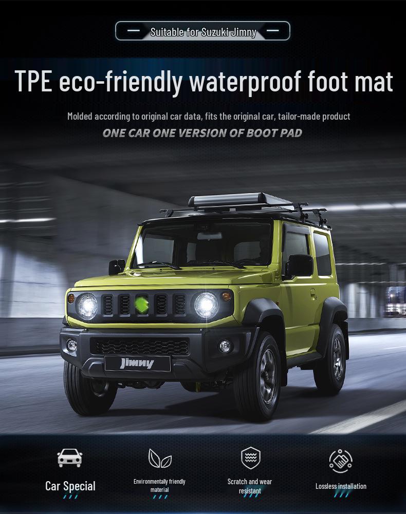 Jiminy Suzuki Jimny TPE Floor Mats - High Edge, Wear-Resistant, Waterproof, Left/Right Hand Drive Compatible, Carpet Surface.