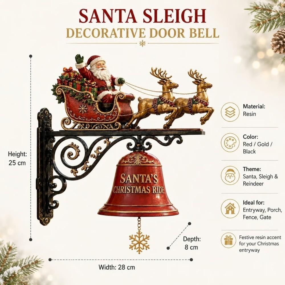 Power-Free Santa Claus Wall Bell Reindeer 3D Wall-mounted Bell Christmas Door Bell Entryway Decor