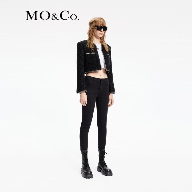 MO&Co. 2024 Spring Tweed Jacket with Metal Trim