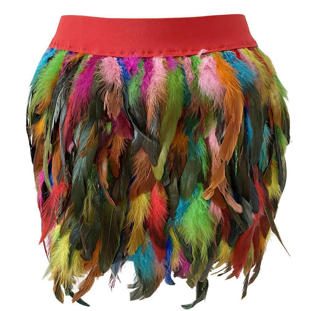 Hot Selling Festival Party Multicolor Feather Skirt Ball Gown