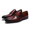 Fashion Handmade Genuine Leather Men's Oxfords Plain Toe Double Buckle Monk Strap Formal Classic Dress Shoes Size 6-13
