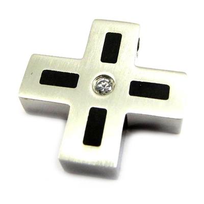 [E4245] - Men's 'Cross' Pendant White Black