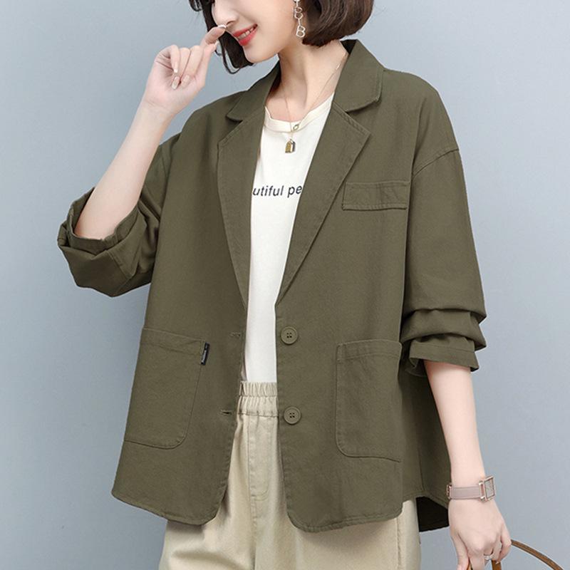 2024 Frühling/Herbst Locker geschnittener Kurzarmblazer für Frauen mittleren Alters - Koreanischer Stil, modisch, alterslos