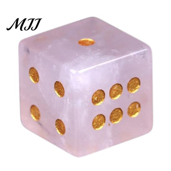 Tabletop Game Dice Natural Hand Carved Stone Dice, Mini Healing Faux Crystal Casual Night 6-Sided Golden Dots for Board Game, Casino Polished