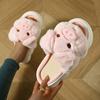 Fashion Cartoon Cute Fluffy Fur Slippers Women Winter New Warm Flat Heel Home Cotton Slippers Female Non Slip Indoor House Cotton Slides