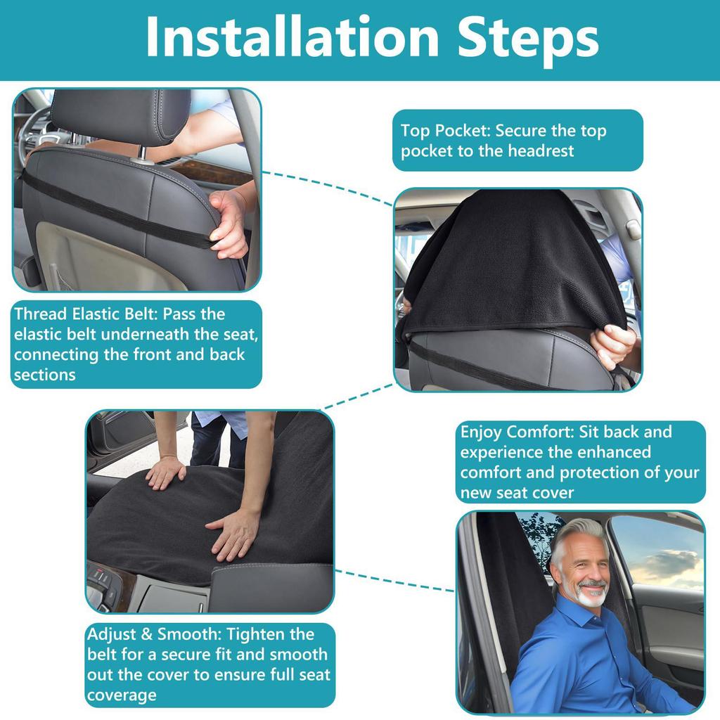 Universal Waterproof & Sweatproof Vehicle Seat Cover - Terry Cloth, Dustproof, Four Seasons Compatibility, Sports Seat Cushion