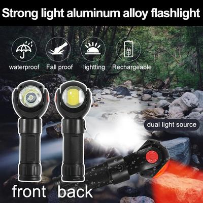 Flashlight 360 Degree T6+COB Waterproof Magnet Mini Lighting LED Torch Outdoor Use 18650 or 26650 Battery + USB Cable