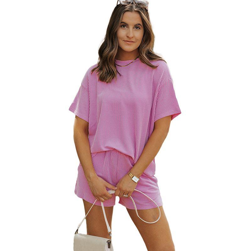 Short Sleeve T-shirt and Shorts Set Pure Color Short Sleeve T-shirt Loose Shorts Suit