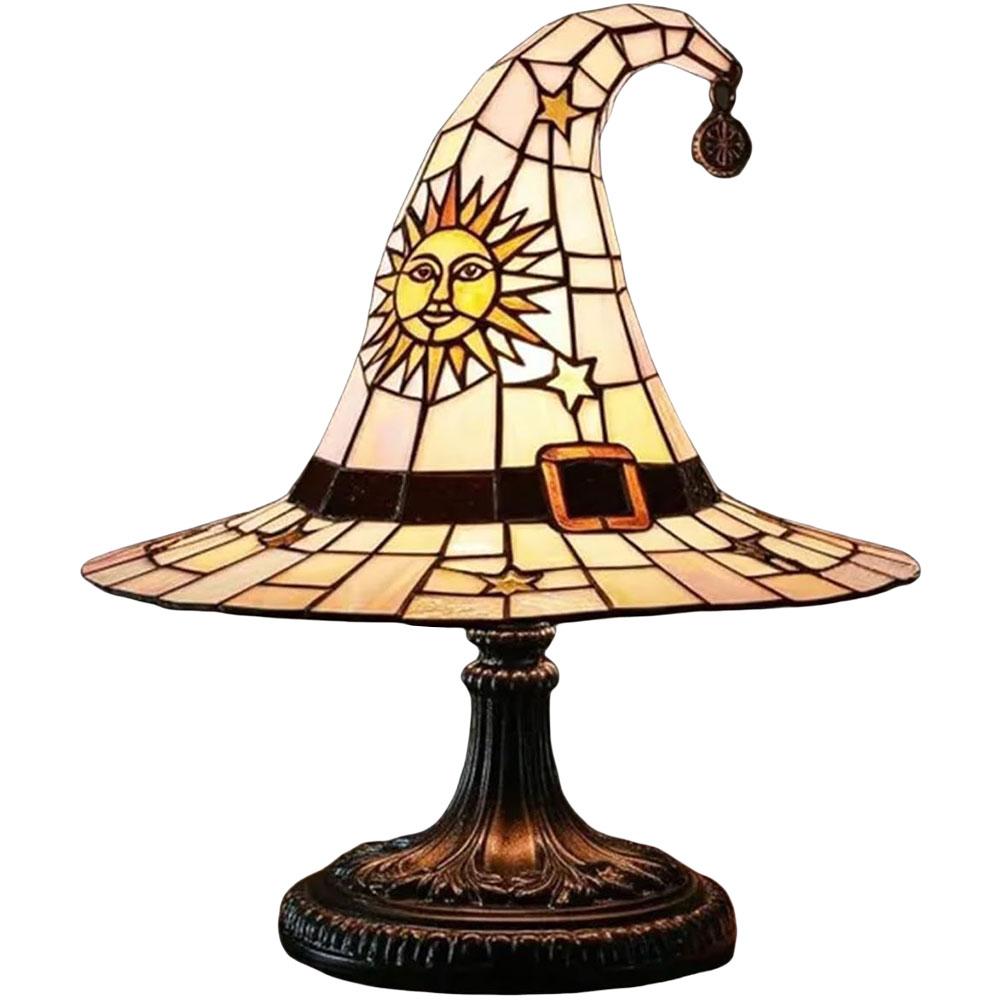 Buntglas Hexenhut Lampe LED Nachtlicht USB-betrieben Nachttischlampe für Wohnzimmer Haus Schlafzimmer Dekoration