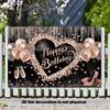 2D Printing Rose Gold Glitter Backdrop, Black Happy Birthday Party Decoration Background