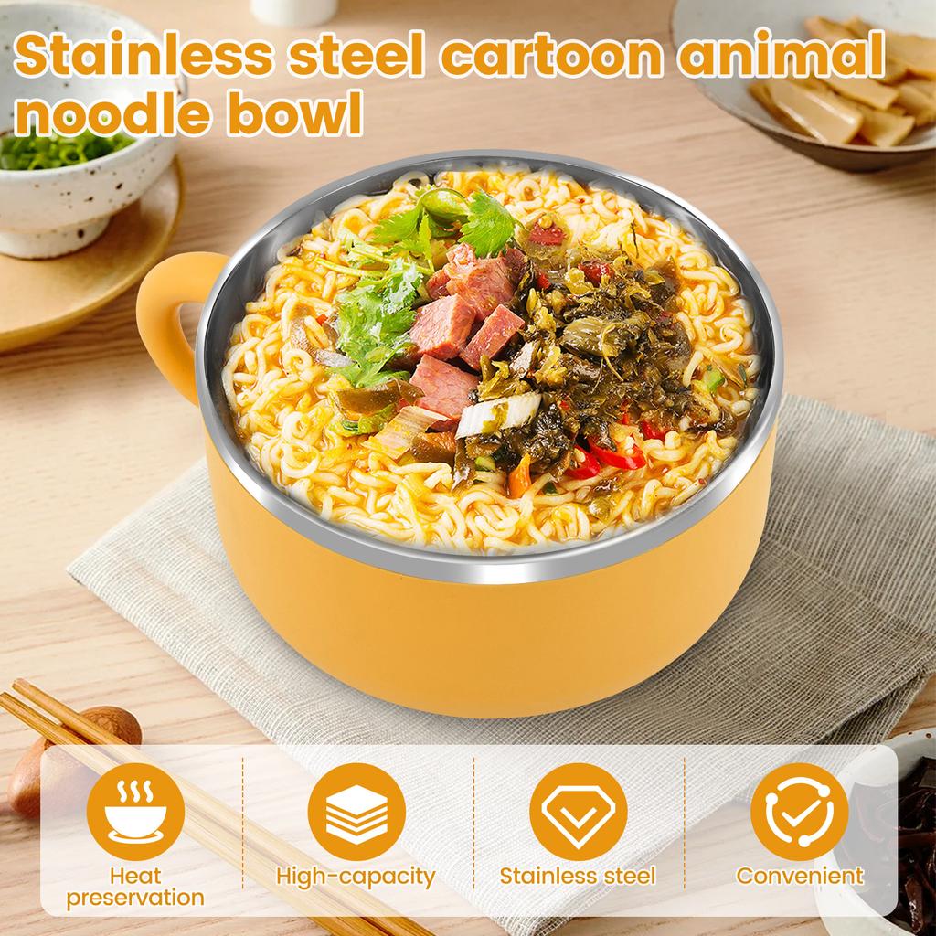 1200ml Ramen Bowl Lunch Container Stainless Steel Instant Noodle Bowl Fruit Salad Rice Soup Bowl Lunch Box Kitchen Accessories