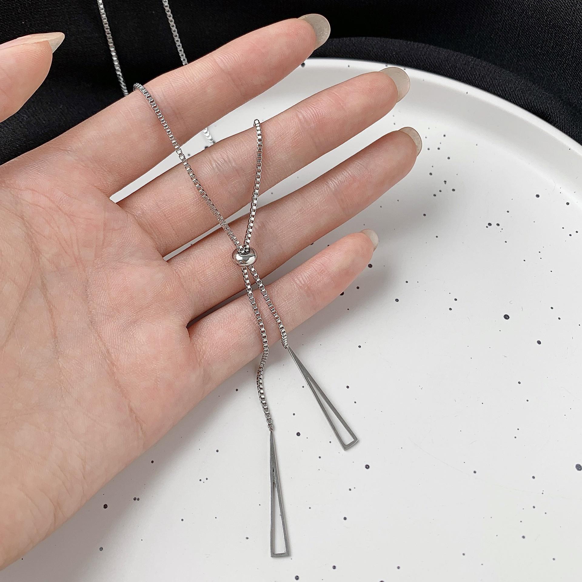 

Ожерелье с геометрическим треугольником и длинной кисточкой - легкий роскошный аксессуар для свитера на осень/зиму для женщин triangle tassel necklace серебряный