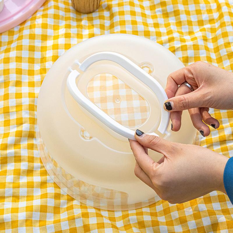 Plastic Cake Box with Foldable Handle Pastry Storage Boxes Dessert Container Cover Case Serving Tray for Travel Cake Acce