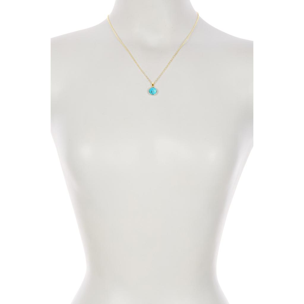 Natural Turquoise Gemstone Round Pendant Necklace Jewelry