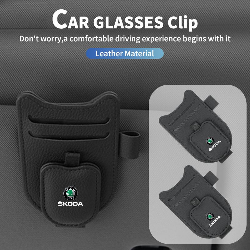 Car Sun Visor Organizer Sunglass Holder Glasses Clip Accessories For Skoda Octavia Rapid Kodiaq Superb Derivative Karoq Fabia Ka BS2