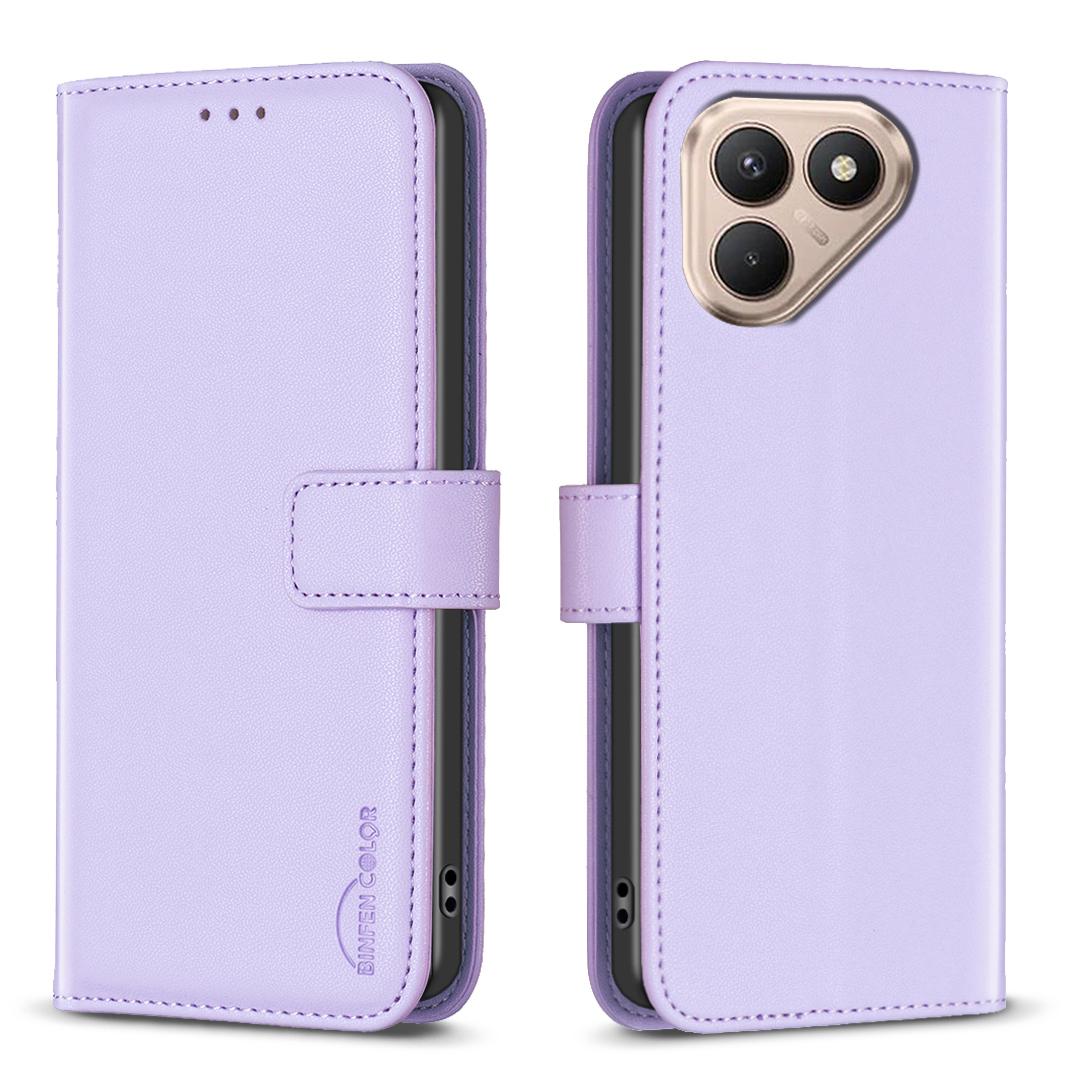 

For TECNO Pova 7 4G Phone Case BINFEN COLOR BF17 Wallet Folio Flip Leather Cover Purple