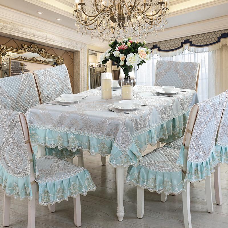 High-End Leinen Spitze Tischdecke Tischläufer Stuhlhusse Hochwertige Stickerei Jacquard Rechteckig Europäische Küchentischdecke A
