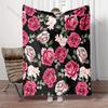 Retro Rose Print Blanket Warm Soft Fluffy Kids and Adults Sofa Bed Throw Blanket for Home Travel Camping Large Size Machine Wash