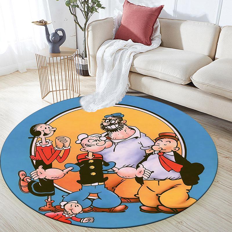 Popeye the Sailor Man,Round Area Rug,Carpet Rug for Living Room Bedroom Sofa Playroom Decor,Non-slip Floor Mat