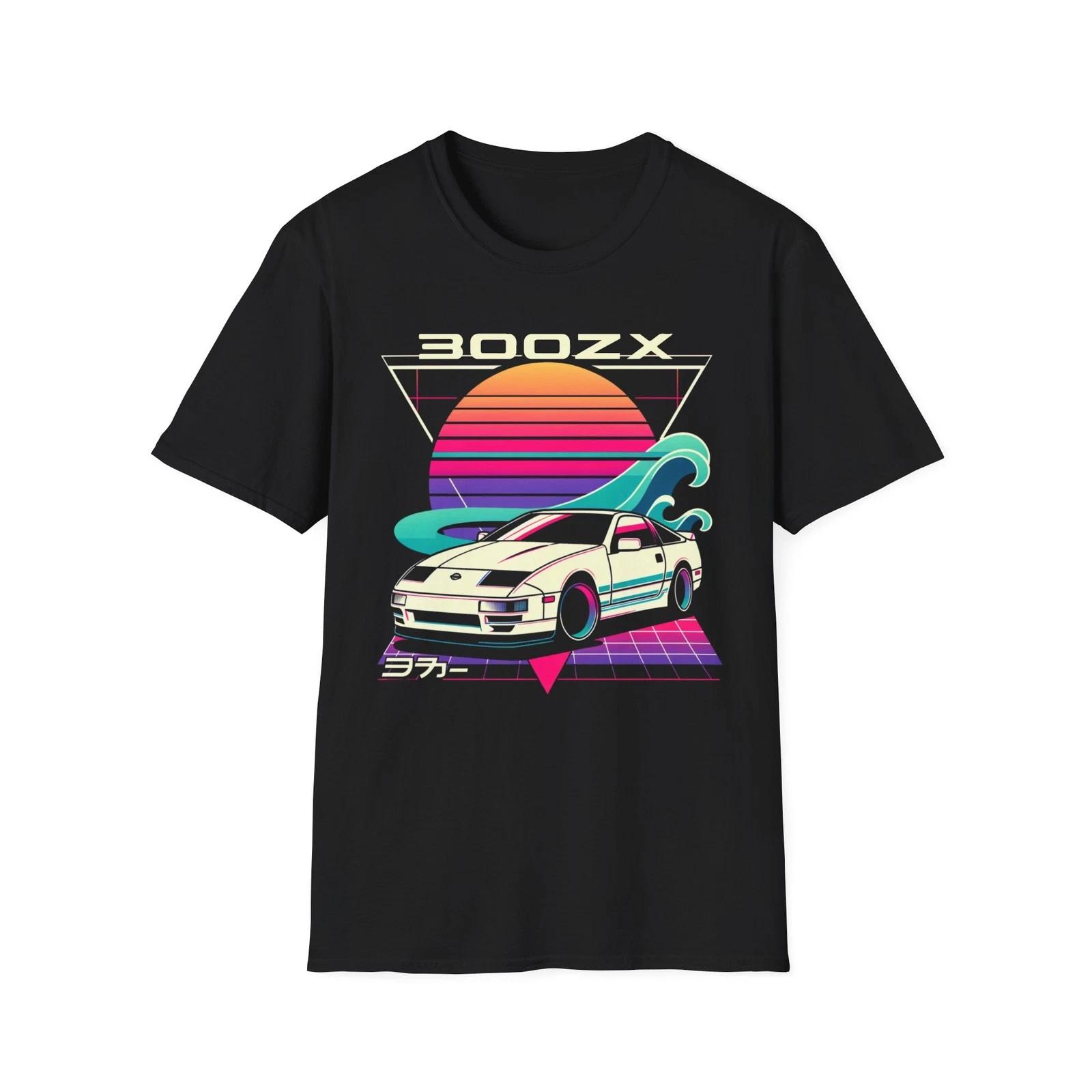 300ZX 100% Cotton T-shirt Mens Tees Top – Retro Vaporwave 80s JDM Sports Car Graphic Tee M