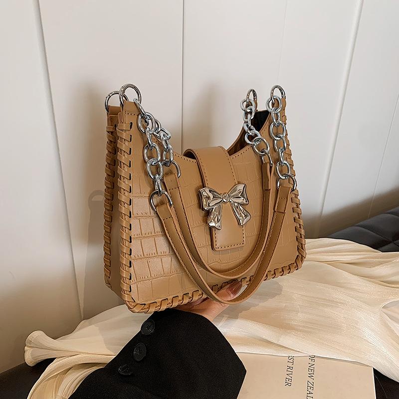 Unique stone pattern shoulder bag for women woven bag armpit arc bag leisure and simple