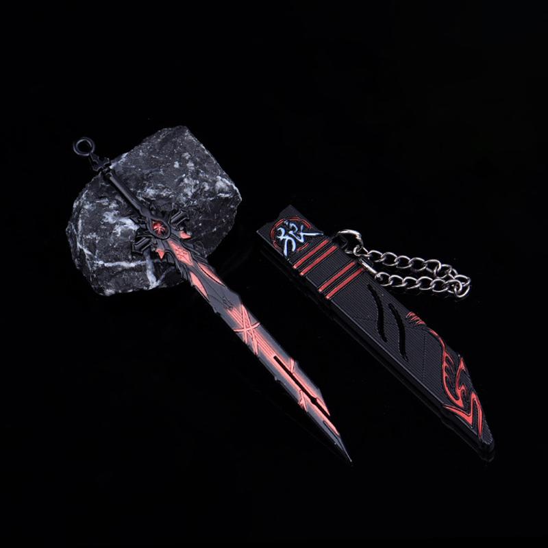 1Pcs Unopened Blade Pendant Keyring Zinc Alloy Metal  Of Famous Ancient Sword Keychain Charms Children'S Gifts