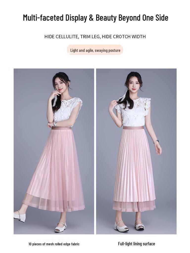 Purple Sequined A-Line Half-Skirt: Fashionable, Slimming, Versatile, with a Large Hem for a Loose Fit.