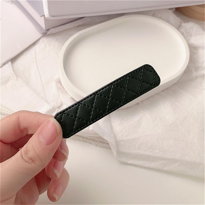 2PCS Leather BB Hair Clips Tweed Pattern, Elegant Versatile Hair Clips for Women Bangs Styling