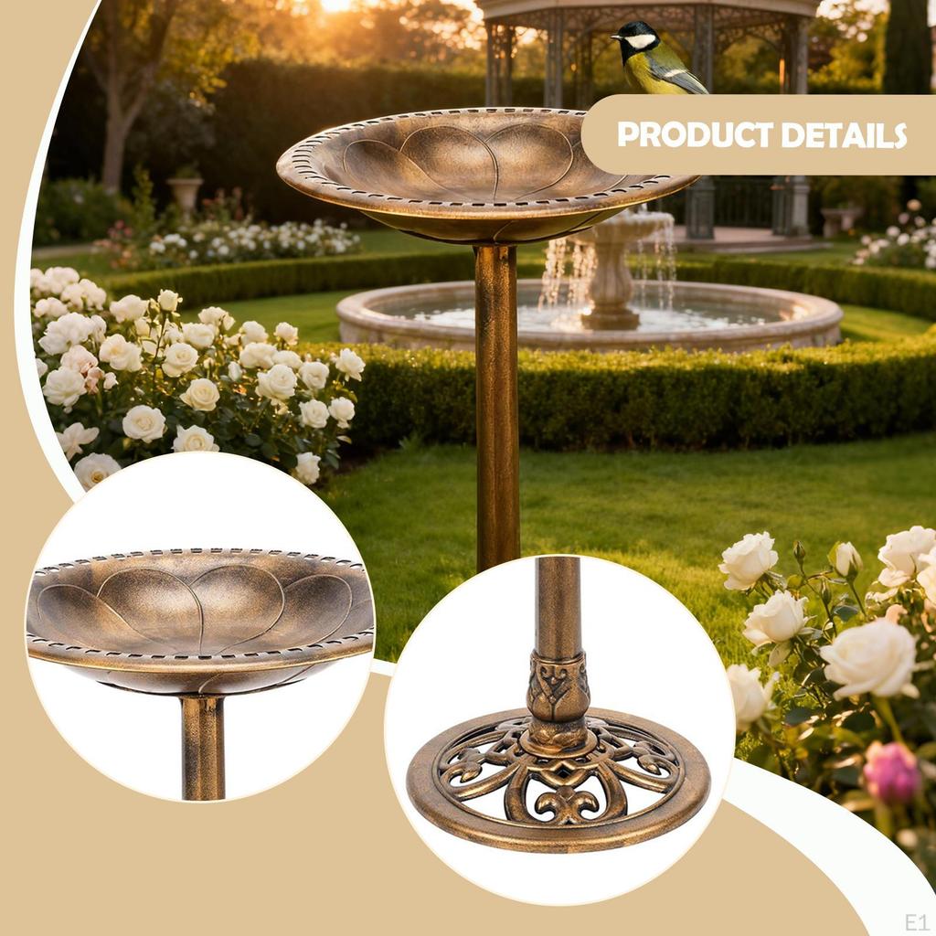 Outdoor Garden Bird Bath Antique Birdbaths Solar Powered for Courtyard Lawn