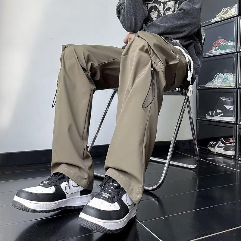 Overalls boys autumn new high street ins tide brand loose straight casual pants fashion multi-pocket pants