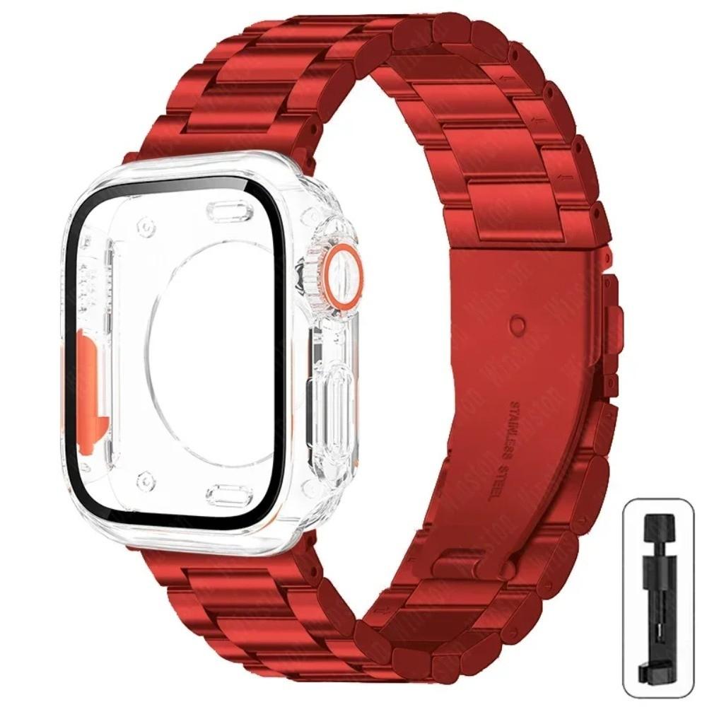 Strap+Case for Apple Watch 11 10 42mm 46mm 9 8 7 41mm 45mm Metal Band PC Case For  iWatch Series 6 5 4 SE 40mm 44mm Watchband