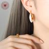 Gold-Plated Geometric Hoop Earrings: Black & White Oil Drip, European Retro Style for Women