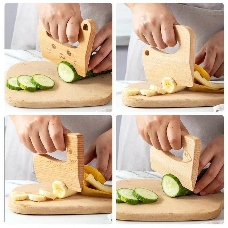Safe Kitchen Cutting Toy Kids Wooden Cooking Cutter Fish-Shaped Children'S Kitchen Tools Cute Vegetables Fruits Knife Safety