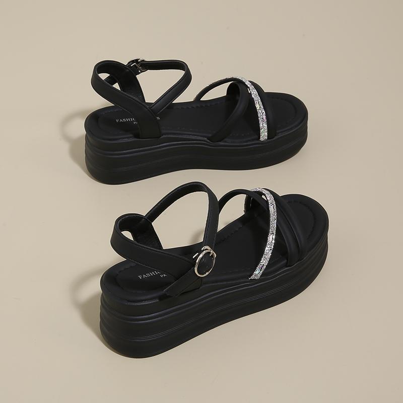 Fashion CRLAYDK Women's Sandals Open Toe Cross Strap Buckle Slides for Summer Walking Ladies Outdoor Beach Travel Dressy Slippers