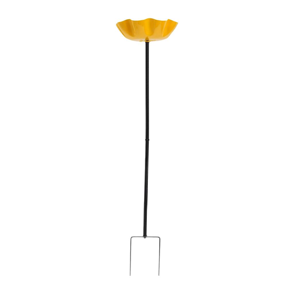 Handmade Metal Flower Garden Bird Bath with Stake Bird Feeder Water Station Outdoor Decor for Birds Bees Easy Install