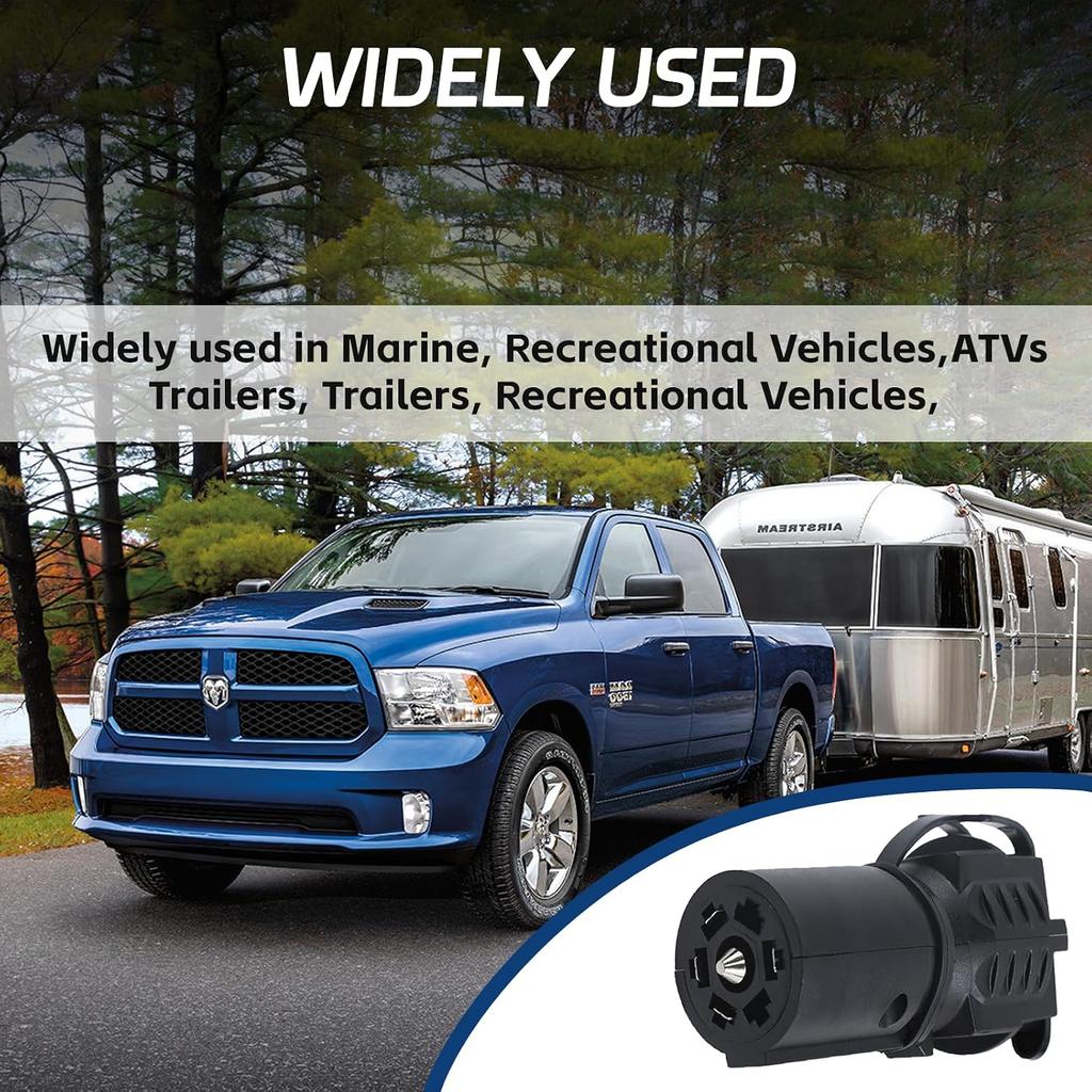 Trailer Plug Adapters, 7 Pin Round to 4 Pin and 5 Pin Flat Blade Trailer Adapter, Waterproof 2-in-1 Design Flat Blade Trailer Connector Plug for