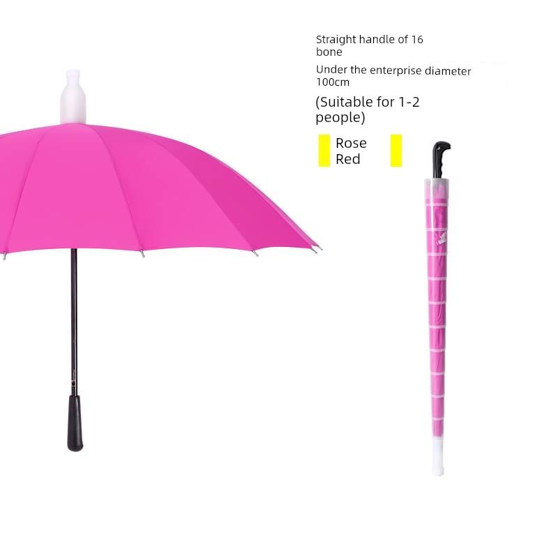 Waterproof Umbrella for Men and Women, Double Automatic Large Car-Mounted 16-Rib Long Handle Umbrella, Oversized Black Umbrella for Men and Women