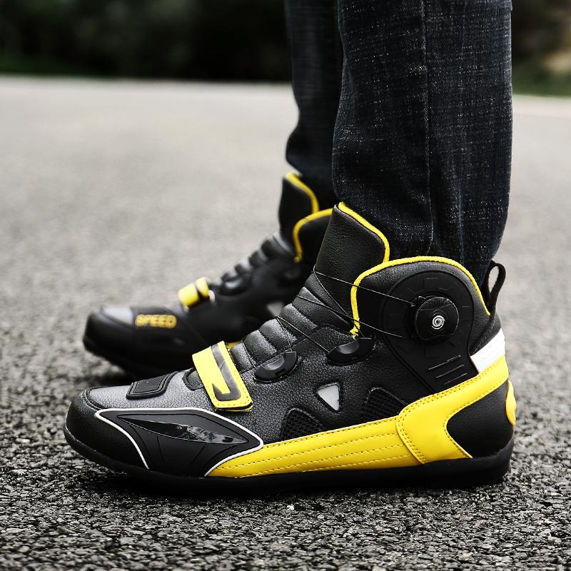 Motocross Racing Shoes Men's Motorcycle Ankle Boots Leather Motorcyclist Boots Women Breathable Mesh Biker Boots Anti-slip Shoes