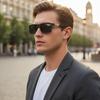 Textured Square Sunglasses Metal Edging Design Simple Frame Shape Face Shape Friendly Daily Versatile Sunscreen Sunglasses 3010